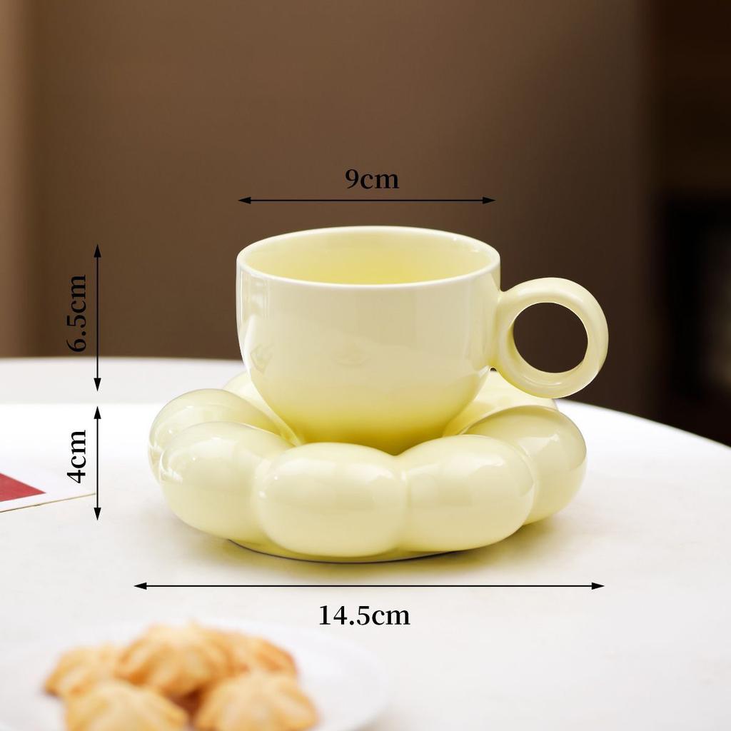 200ml Ceramic Coffee Cup Set with Creative Cloud-Shaped Saucer, Cute Decorative Mug for Home & Office