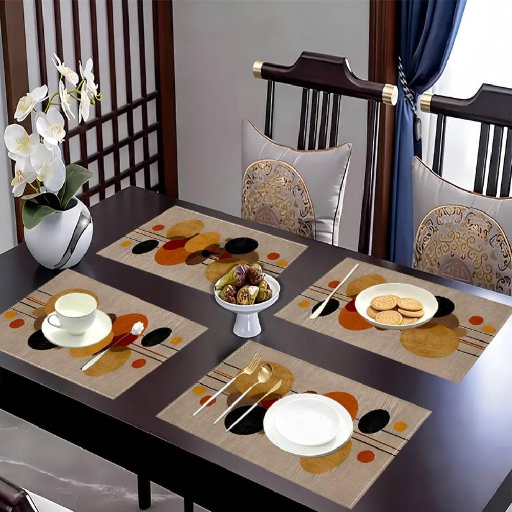 2PCS Oil-Proof Dining Table Mat Rectangular Coffee Cup Mats Washable Heat-Insulating Mat  Kitchen