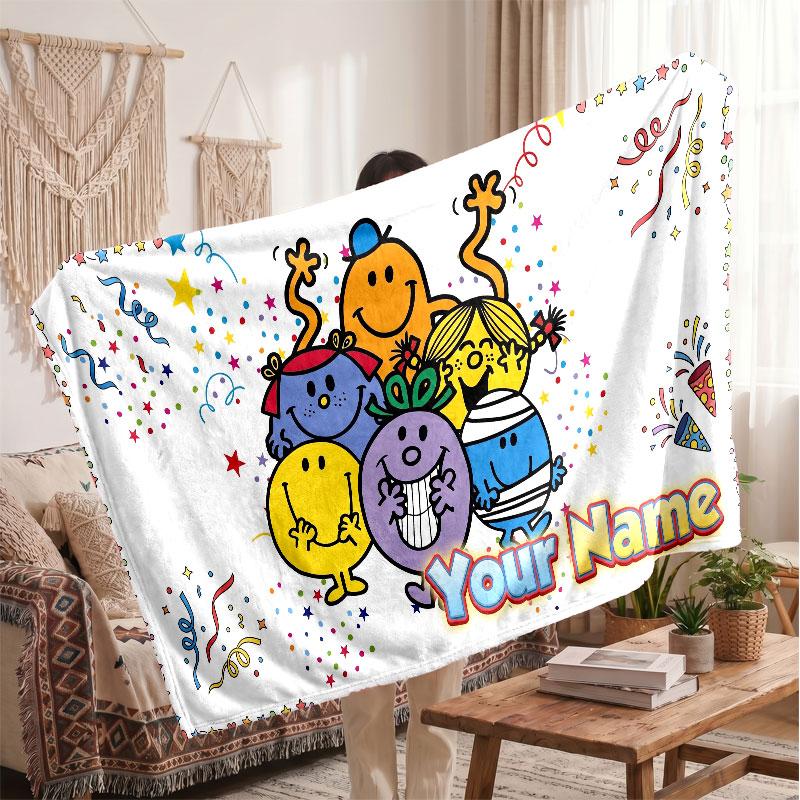 Monsieur. Couverture en flanelle personnalisée pour hommes et petites filles, texte nom personnalisé imprimé, couverture chaude et douce pour canapé lit