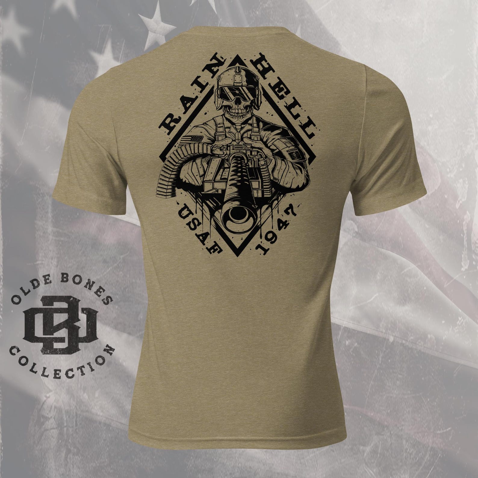 U.S. Air Force Door Gunner Military Tri-Blend Olive T-Shirt S