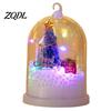 Led Bedside Lamp for Kids Christmas Tree In Dome with LED Light, Mini Cedar Light Up Holiday Atmosphere Hanging Ornament, Battery Powered Decorative