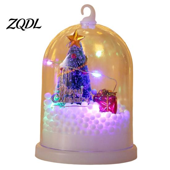 Led Bedside Lamp for Kids Christmas Tree In Dome with LED Light, Mini Cedar Light Up Holiday Atmosphere Hanging Ornament, Battery Powered Decorative