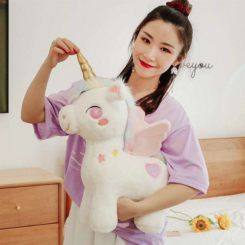 Cute Angel Unicorn Doll Plush Toy Pegasus Girl Doll Ragdoll Sleeping Pillow Birthday Gift