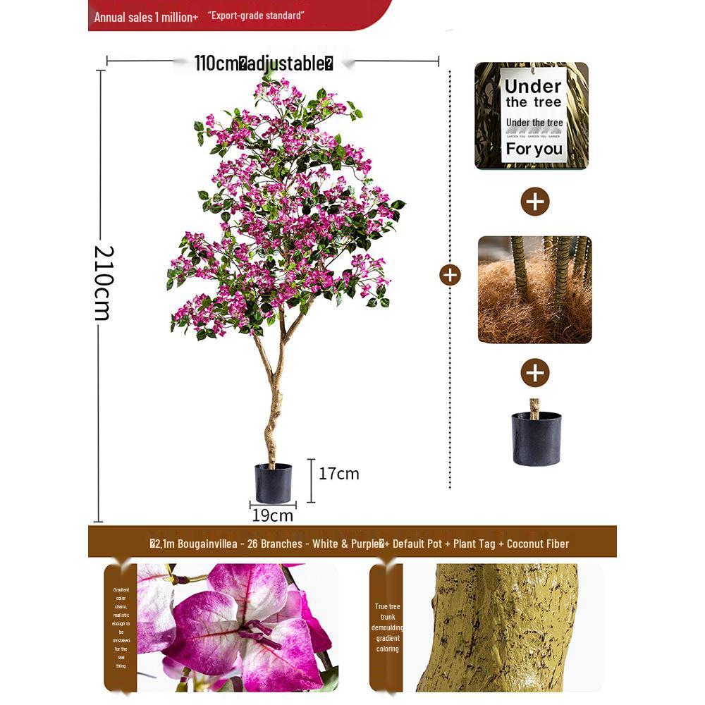 Large Artificial Bougainvillea Tree for Indoor Decoration - Potted Fake Cherry Blossom Plant Ornament