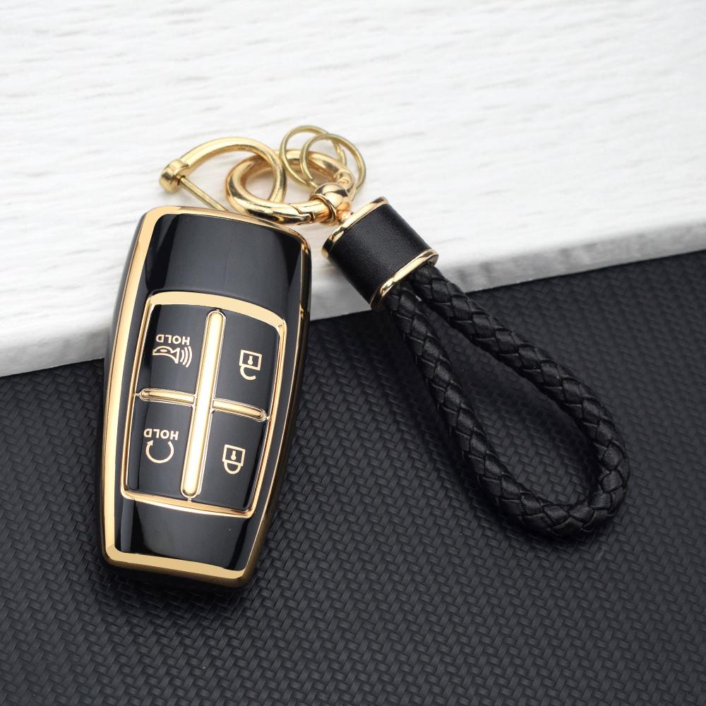 4/8 Buttons Soft TPU Car Key Case Cover for Hyundai Genesis G80 GV70 GV80 GV90 2020-2025 Key Fob Holder Keychain Accessories