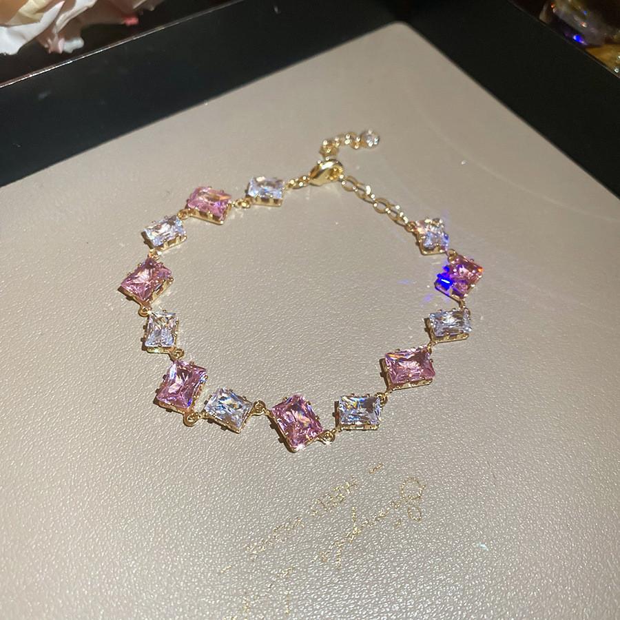 Geometric Oval Zircon Heart Charm Bracelet For Women Elegant Jewelry Gift For Her