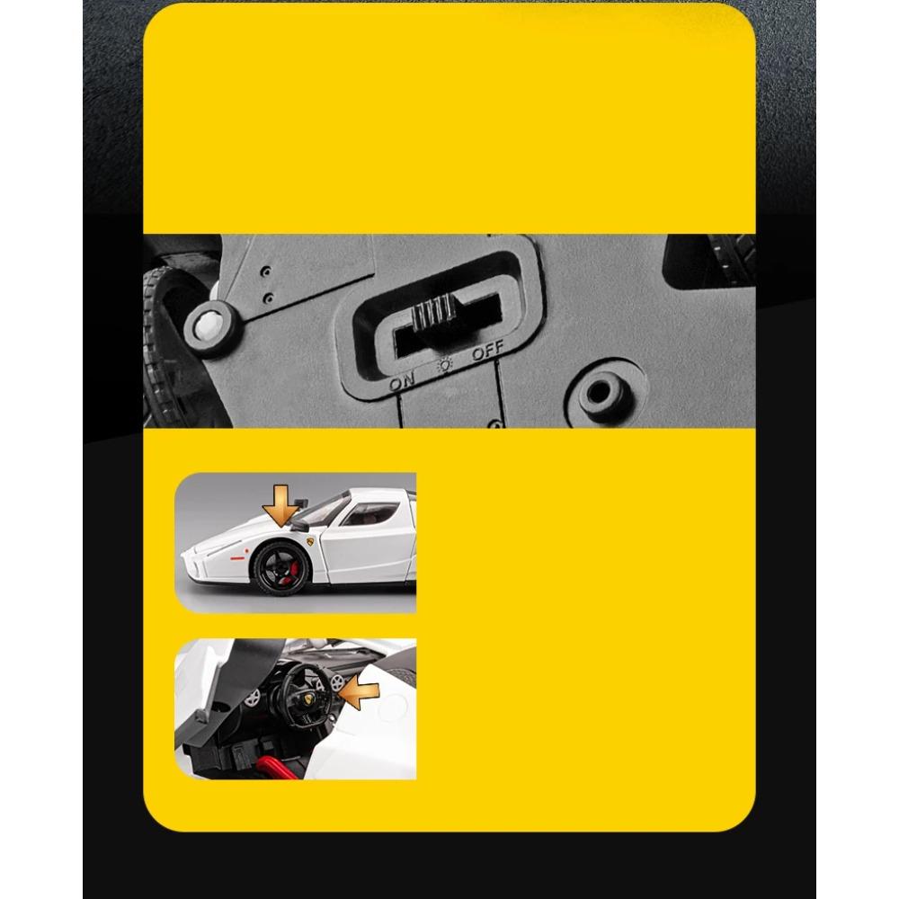 1/24 Ferrari ENZO Alloy Sports Car Model Diecast Metal Racing Super Vehicles Car Model High Simulation Sound and Light Children Toy Gift