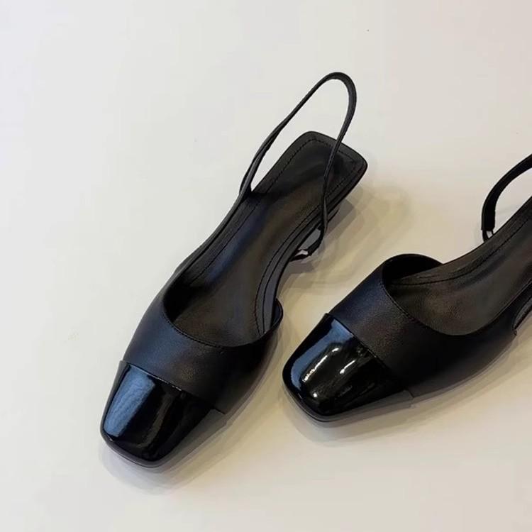 Mode 2025 Neue Damen Temperament Geschlossene Zehen Farbpassende Dicke Absatz Sandalen Modische Eckige Zehenpartie mit Offener Ferse Niedrigabsatzschuhe