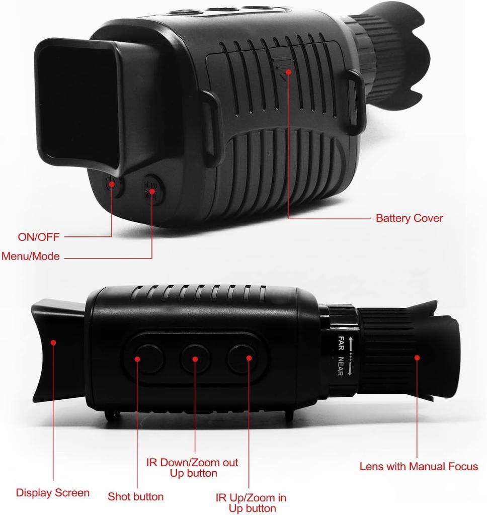 R7 HD All Black Infrared Digital Monocular Night Vision Device with 5x Zoom, Can Take Photos and