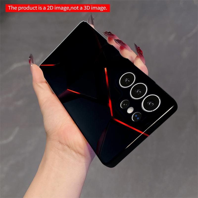 2DFlat Samsung phone case Red-Lit Geometric Fragment Design Applicable to Galaxy S22 S23 S24 S25ULTRA S26 A12 A13 A14 A15 A16