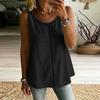 Women Sleeveless Hollow Out Tank Top Loose Fit Casual Solid Color Blouse Summer Lightweight Breathable Tunic Shirt