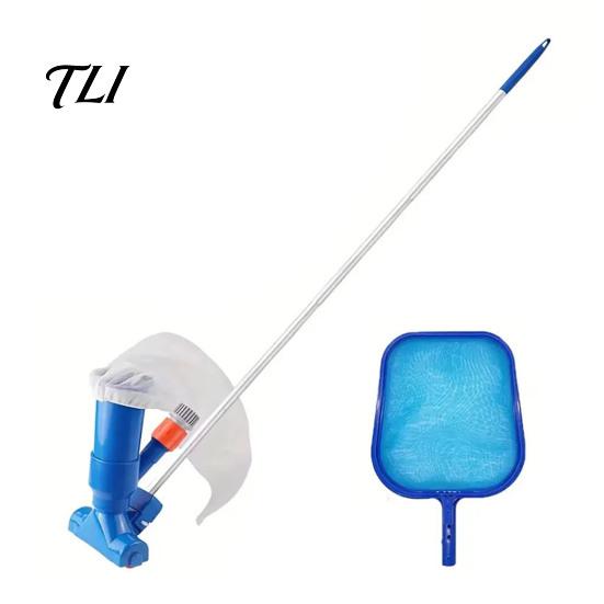 Water Pressure Pool Cleaner Vacuum Head with Detachable Pole And Leaf Bag, Hot Tub Skimmer Net, for Swimming Pools, Ponds, Fountains, Tubs