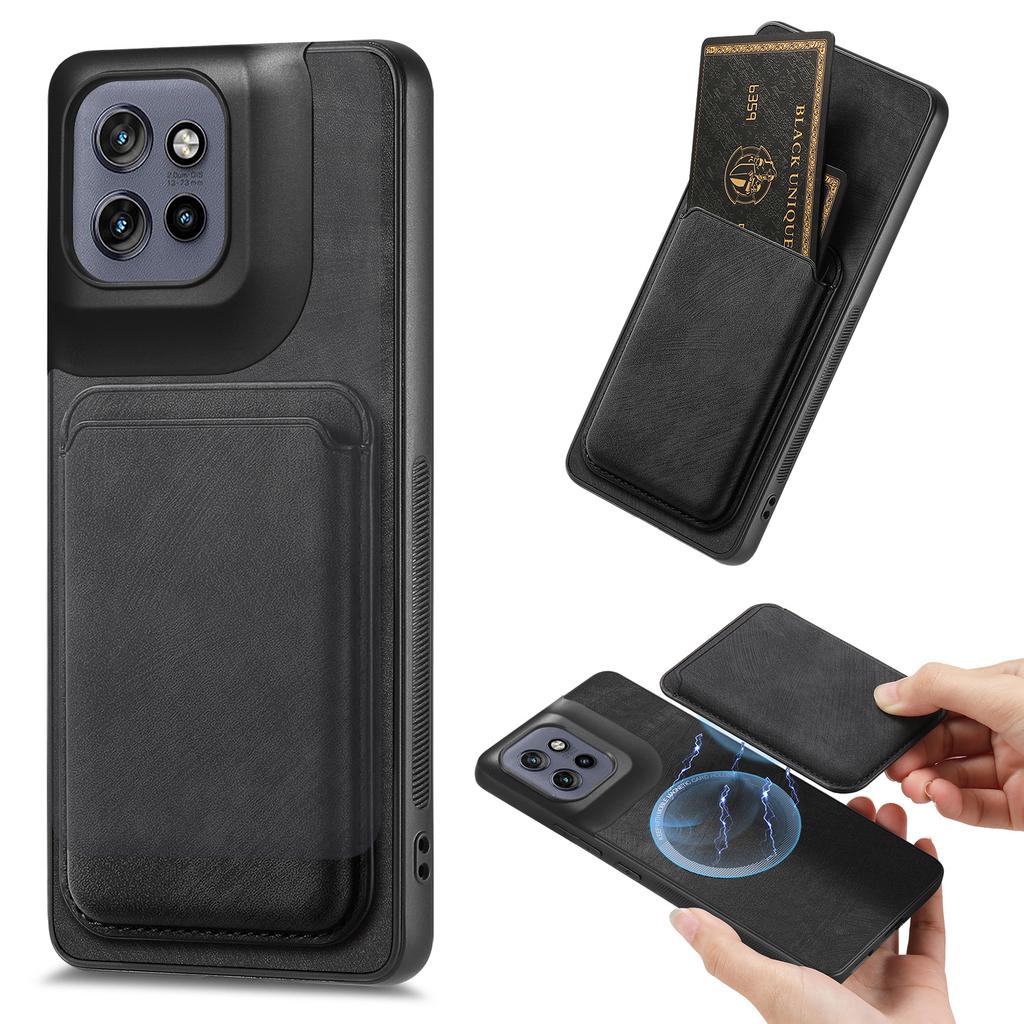 For Motorola Edge 50 Neo 5G Case Compatible with MagSafe Leather Back Cover with Detachable Card Holder