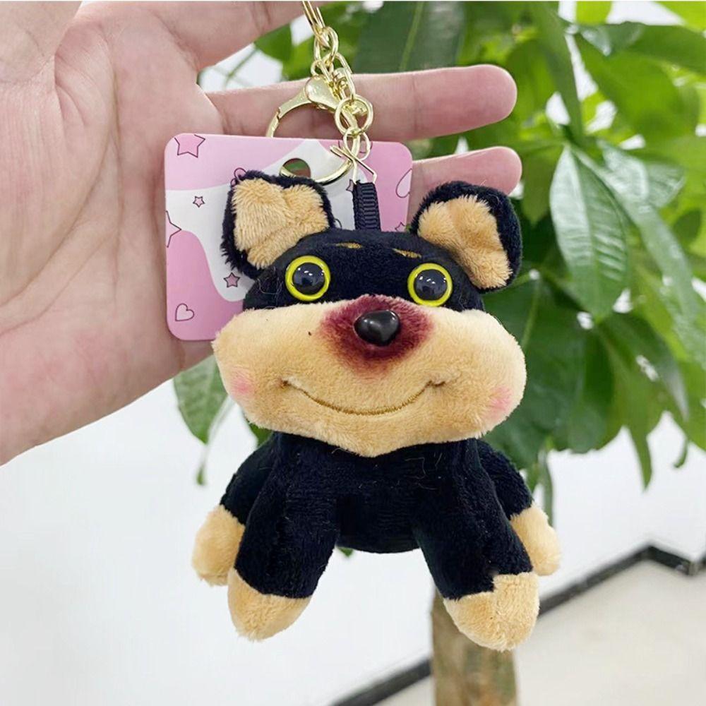 with Hat Bee Puppy Bag Pendant Cartoon Bee Dog Keyring 3D Bee Dog Doll Keychain  Car Accessories