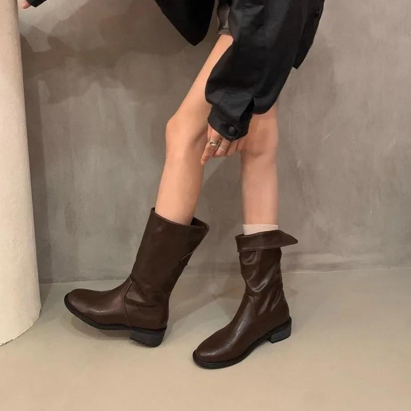 Hot Sales  Boots for Women 2024 Fall New Patchwork Vintage  Boots for Women Slim Boots Platform Heels  Women