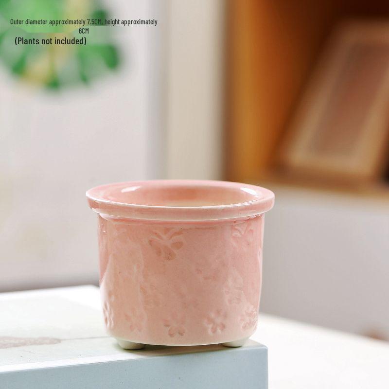 Creative Ceramic Butterfly Succulent Pot with Ice Crack Design - Breathable and Stylish Desktop Planter