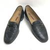 A.Testoni Leather Moccasin Slip-on Loafer 6.5 25 Black Business Dress shoes(USED)