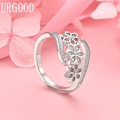 925 Sterling Silver Fashion Jewelry Flower AAA Zircon Wedding Open Ring