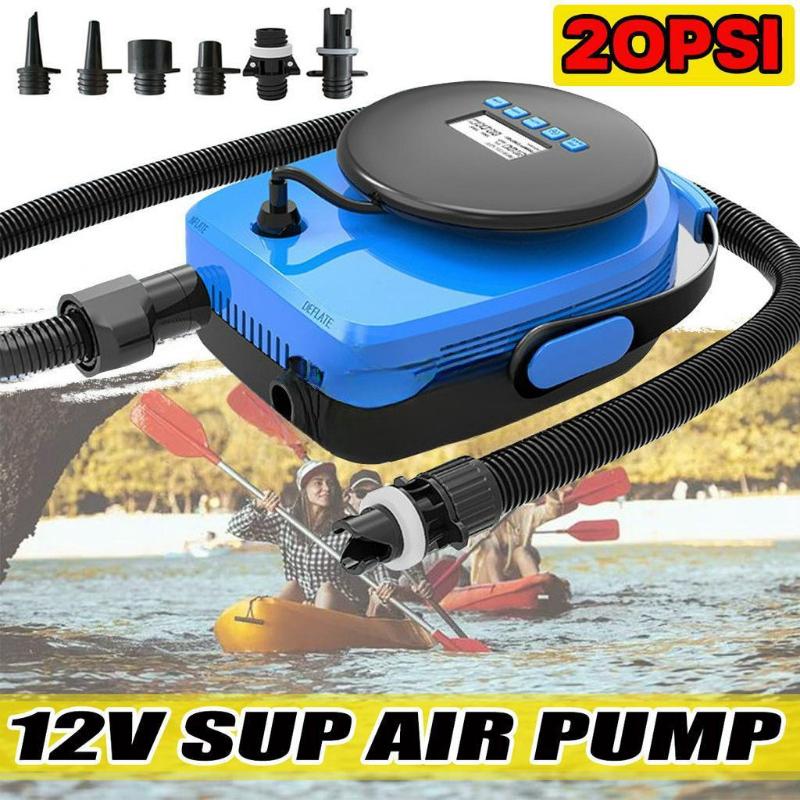 12V 20PSI 3.3ft LCD Deflator Sup Boat Paddle Floor Mat high pressure Inflatable Electric Air Pump
