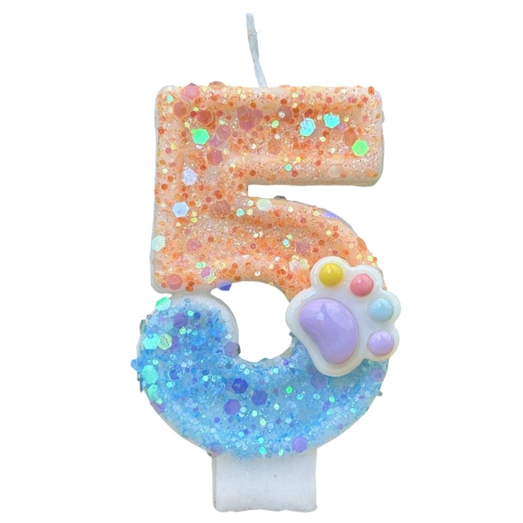 Gradient Glitter Birthday Candle, Cake Topper Decoration With Sturdy Pick, Safe Burning For Birthday Parties, Anniversaries & Celebrations,