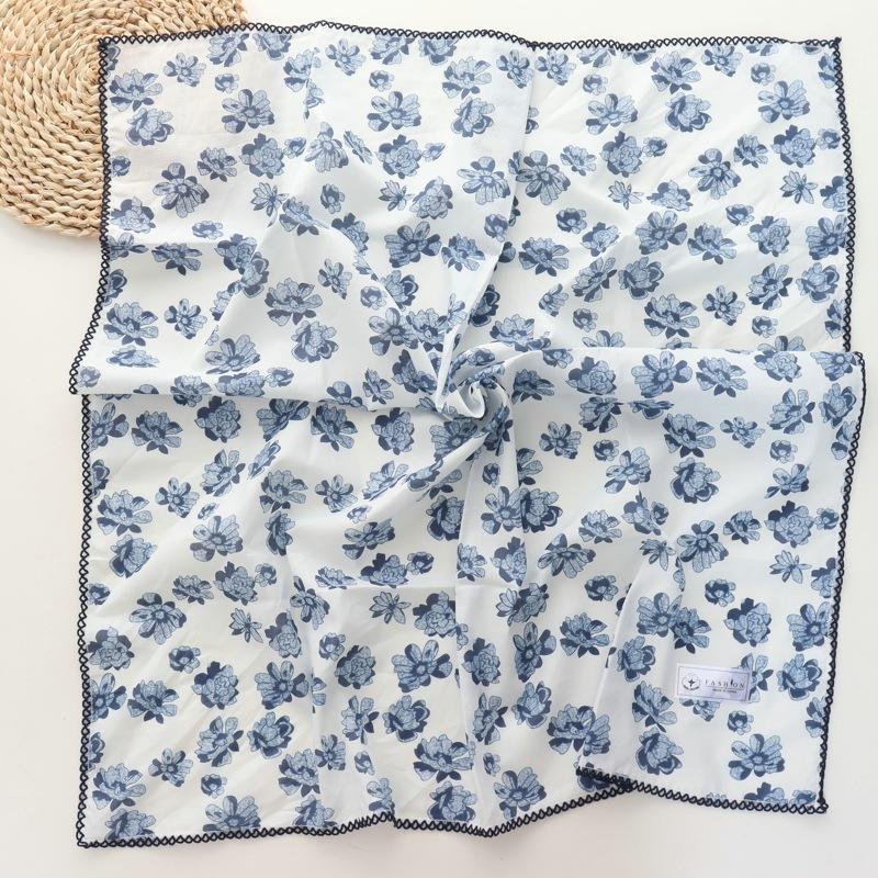 Spring and Summer New Style 100% Cotton Printing Square Scarf Towel Women's All-Matching Graceful Scarf Headcloth Headband