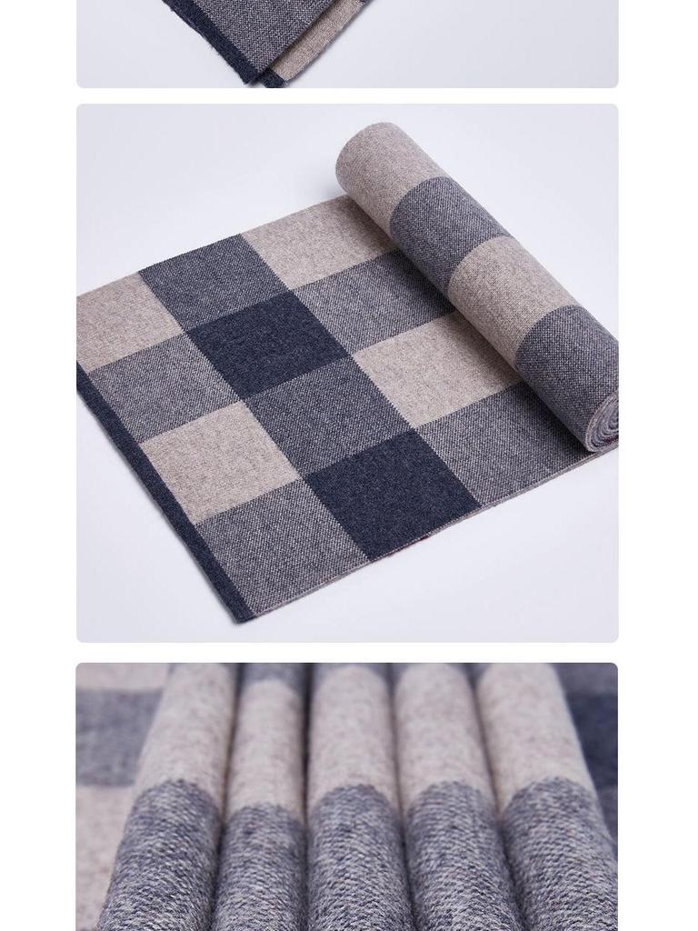 100% Pure Wool Men's Knitted Scarf - New Autumn/Winter Korean Style, All-Match Thick Warm Neck Scarf, Gift Box Included