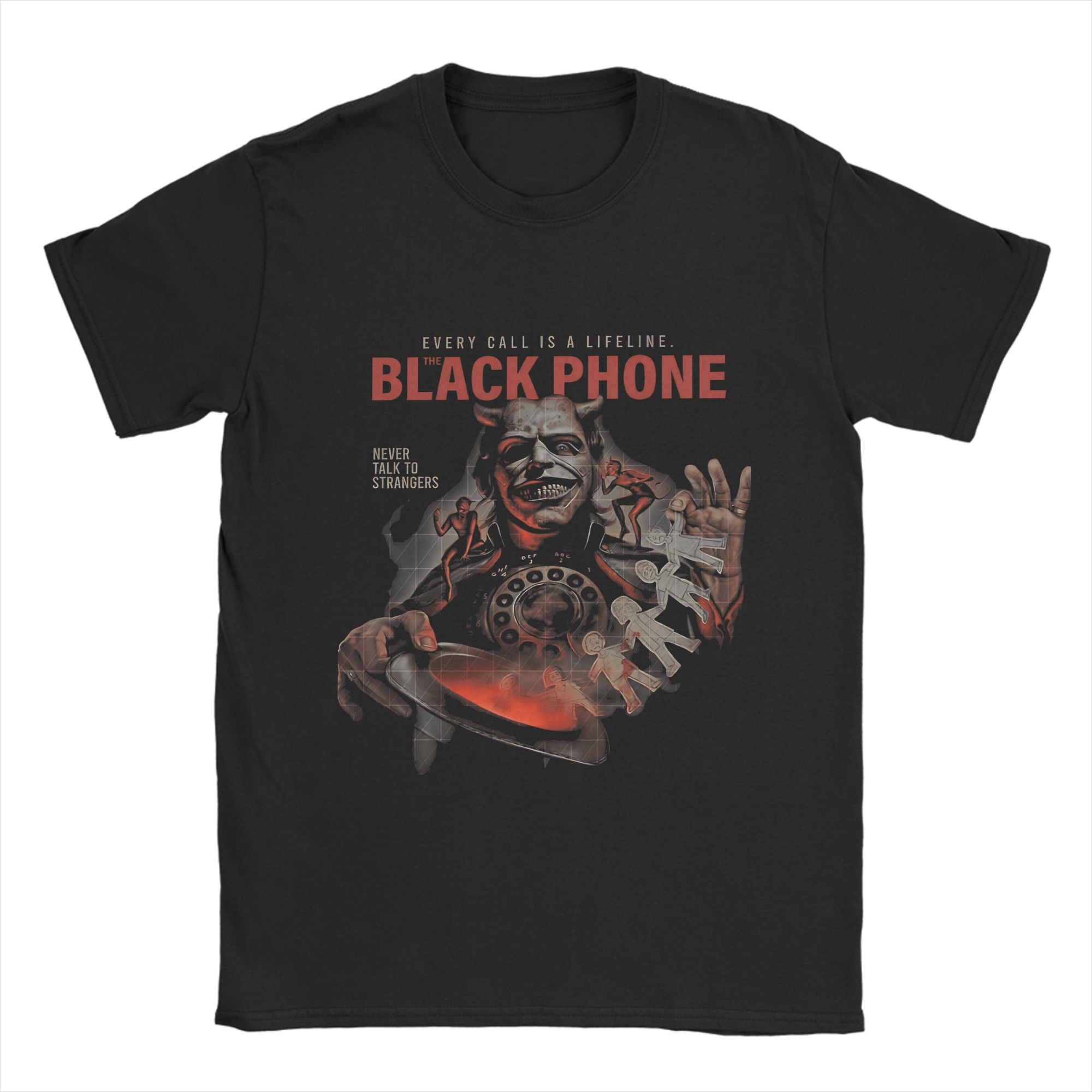 

The Black Phones T Shirt Men s Pure Cotton Vintage T-Shirt Round Collar Tees Short Sleeve Tops Summer - Men s Summer Cotto... S разноцветный