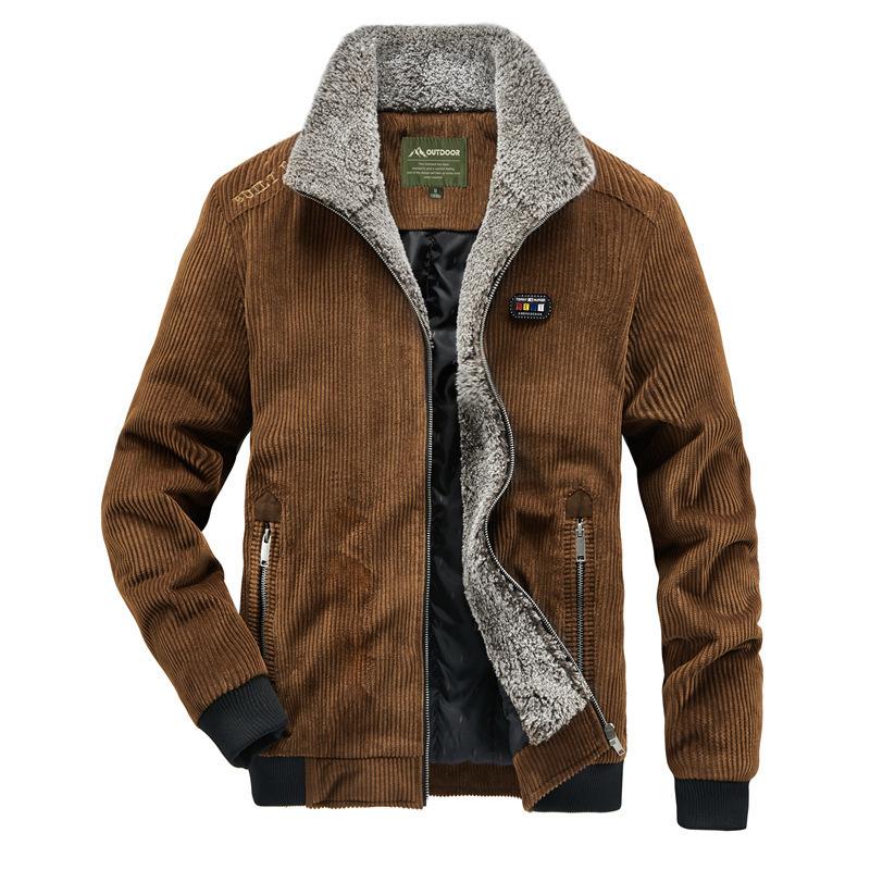 Corduroy Sea Winter Velvet Cotton Clothes Stand-up Collar Atmospheric Casual Men's Warm Jacket Clothes