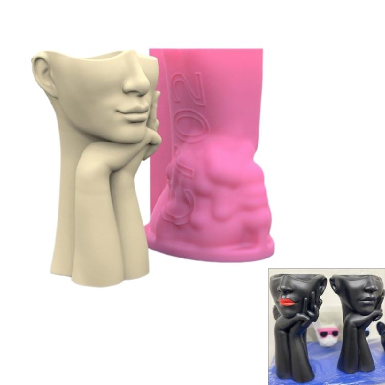 Abstract Face Silicone Mold Desktop Ornament Succulent Planter Flowerpot Mold