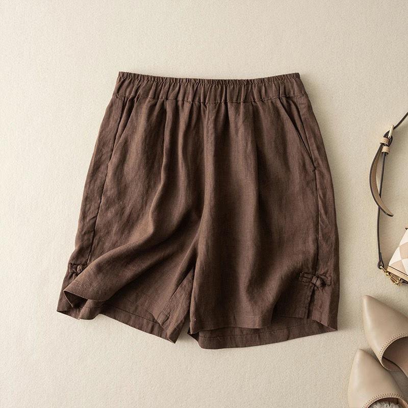 Summer Women's Shorts High Waist Straight Leg Pants Comfortable Breathable Cotton and Linen Casual Pants