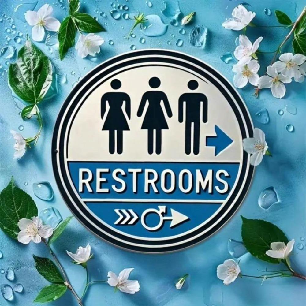 Vintage Toilet Metal Sign Round Aluminum Wall Art Home Bar Decor