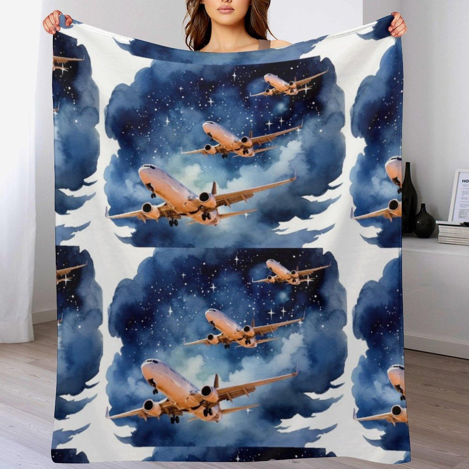 

Flying airplane Throw Blanket Multi Use Warm Blanket for Living Room Bedroom 102x76cm(40x30in)
