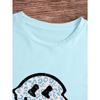 Women's Leopard Print Smiling Face Graphic Round Neck Short Sleeve T-Shirt