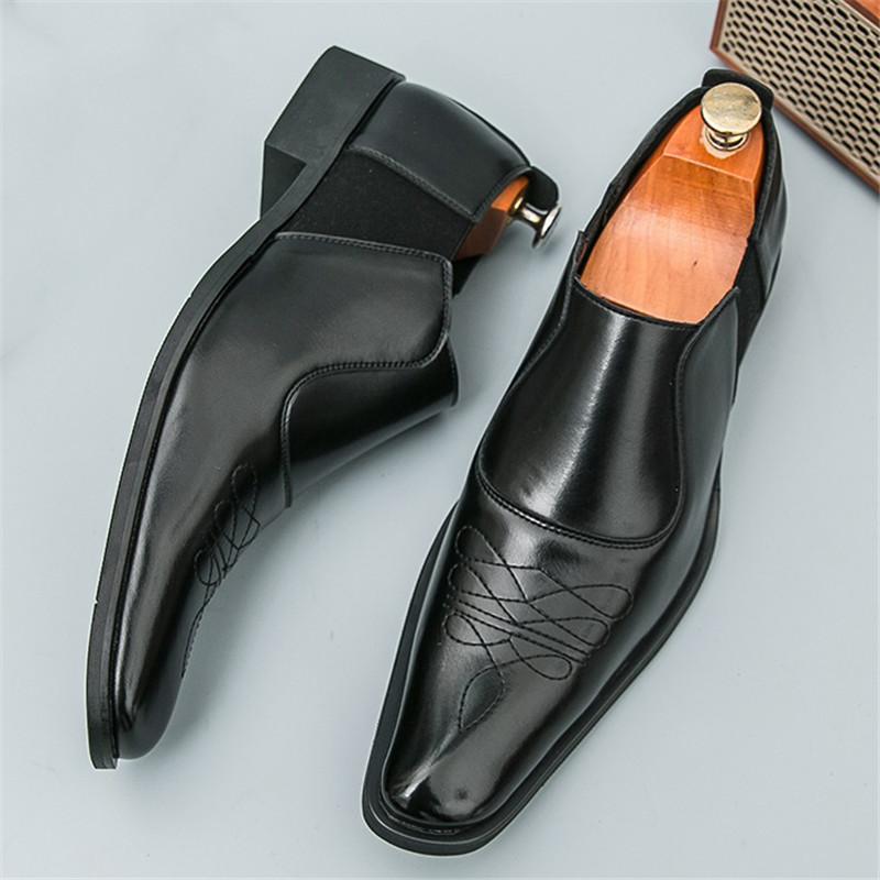 Gentleman Britain Pointed Toe Patchwork Formal Shoes For Men Slip On Loafer Wedding Prom Dress Homecoming Pageant Zapatos Hombre