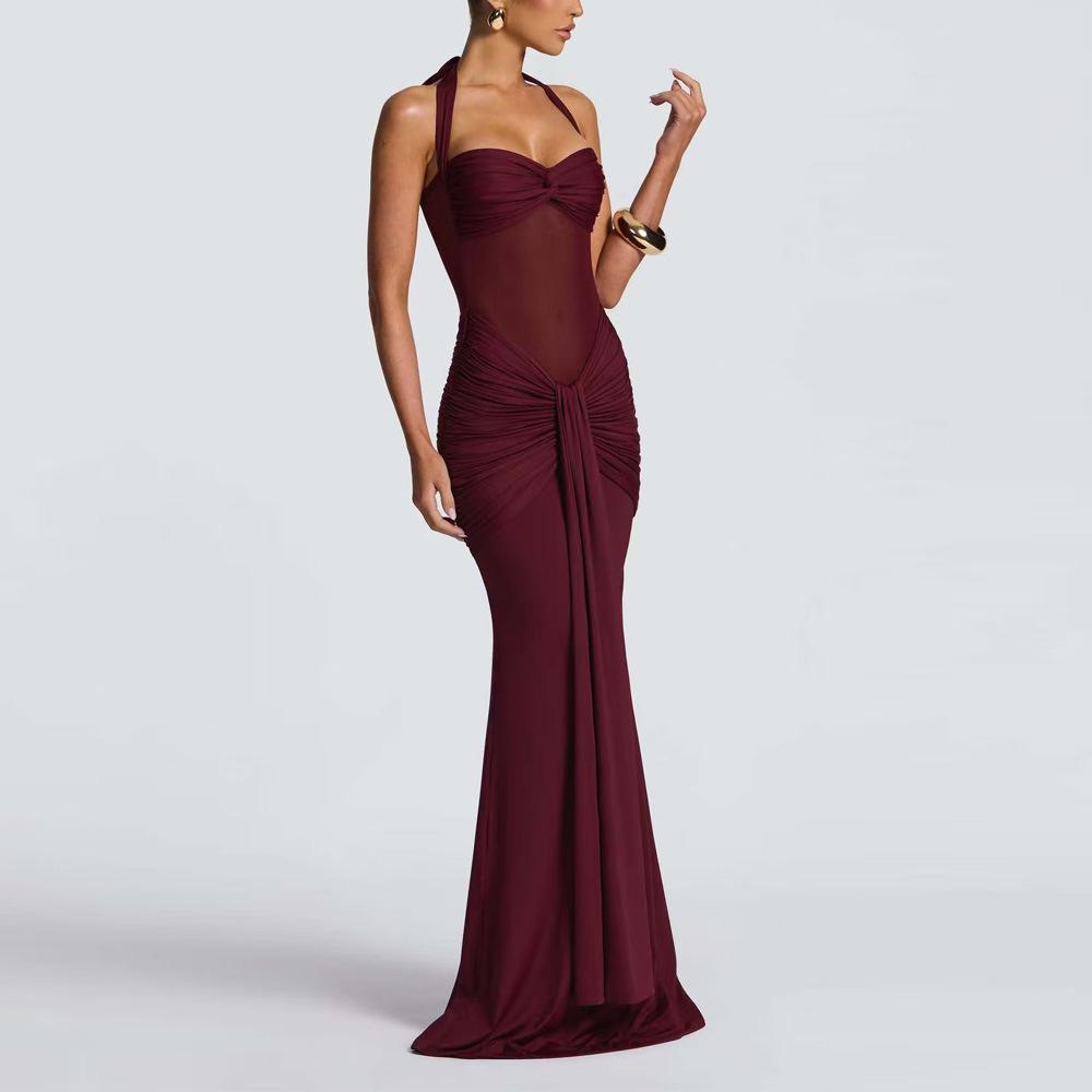 Women's 2025 Backless Bodycon Ruched Dress