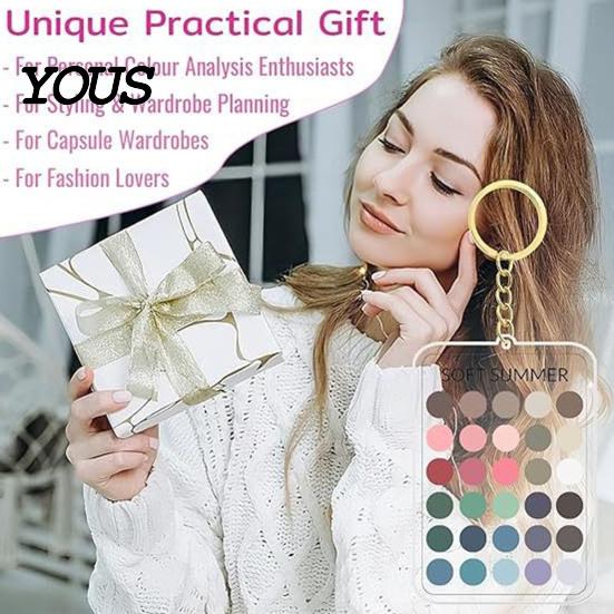Wardrobe Color Matcher 2Pcs Palette Keychain Pendant, Clear Acrylic Season Analysis Swatches Matching Tool Keychain, Card, Gifts for Fashion