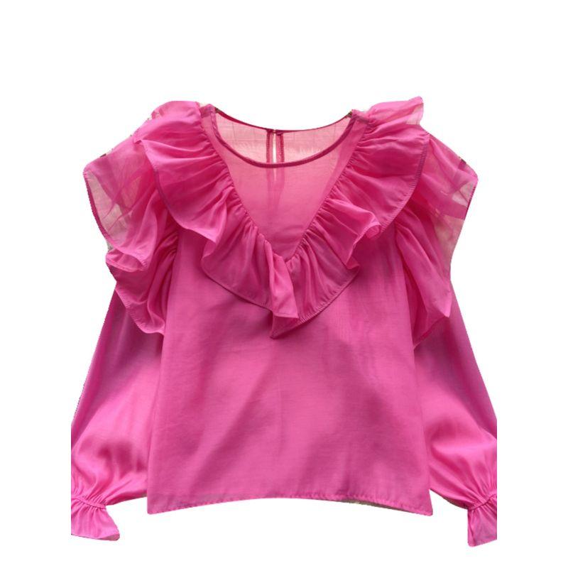 Age Reduction Sweet Lotus Leaf Silm Versatile Pullover Top