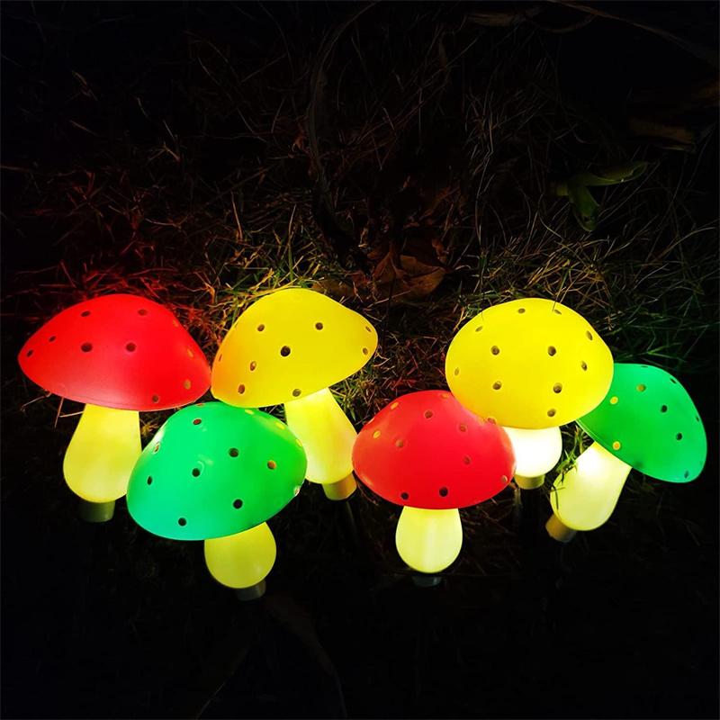 Colorful Mushroom LED Solar Lawn Lamp External Solar Lights Wedding Camping Party Home Decoration Garden Summer Decor Light