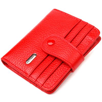 Carteira feminina brilhante feita de couro genuíno CANPELLINI Wallet 21690 Vermelho