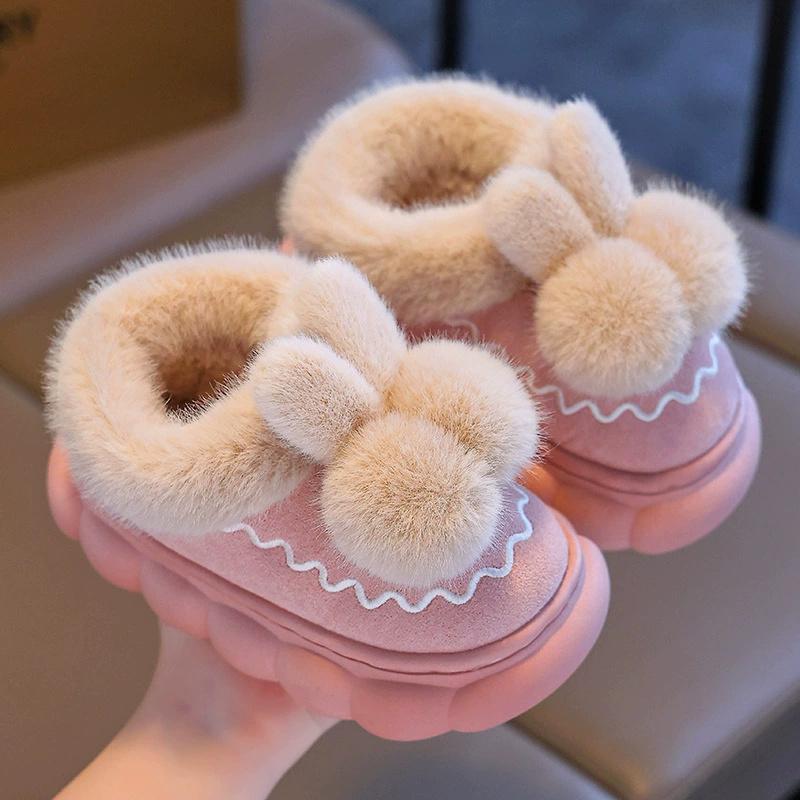 Kids Winter Warm Slippers Cute Styling Design Slip-On Shoes for Boys & Girls Soft Non-Slip Soles Lightweight Easy Wear