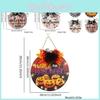New Stylish Halloween Welcome Sign Wreath With Spooky Spider And Pumpkin Decor