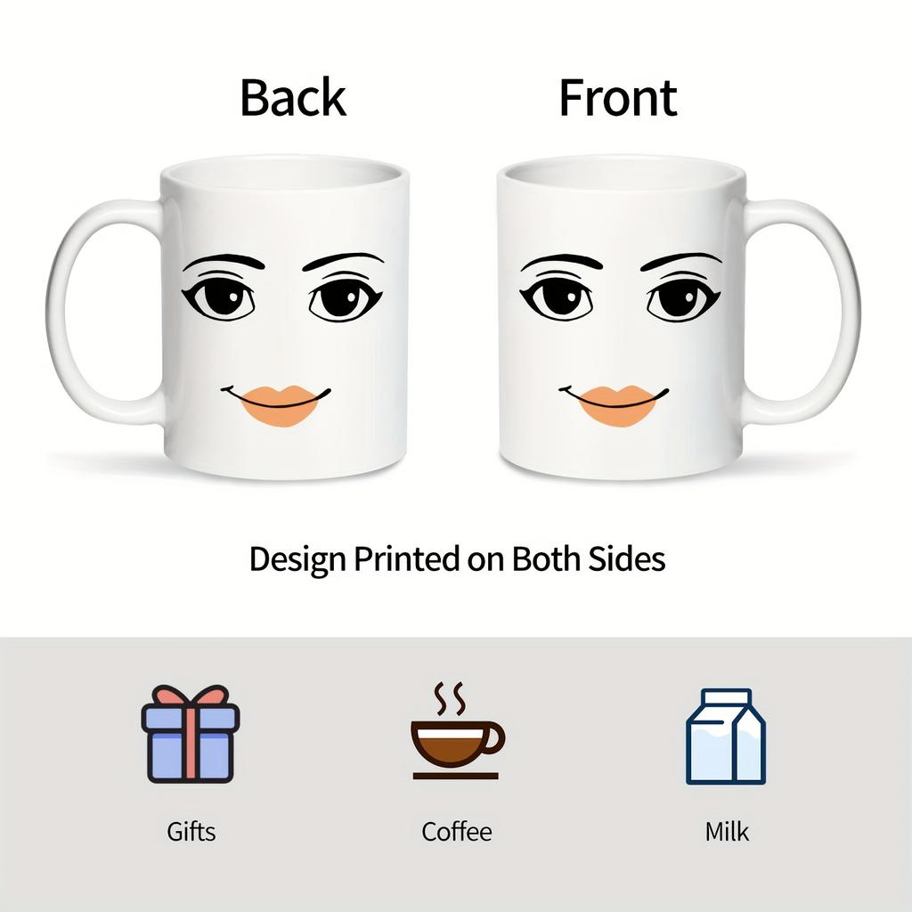 Funny Gamer Ceramic Mug Set MAN FACE MugWOMAN Face MugCoffee Cup Birthday Mug 11 Oz Novelty Coffee MugCupWhite for Home