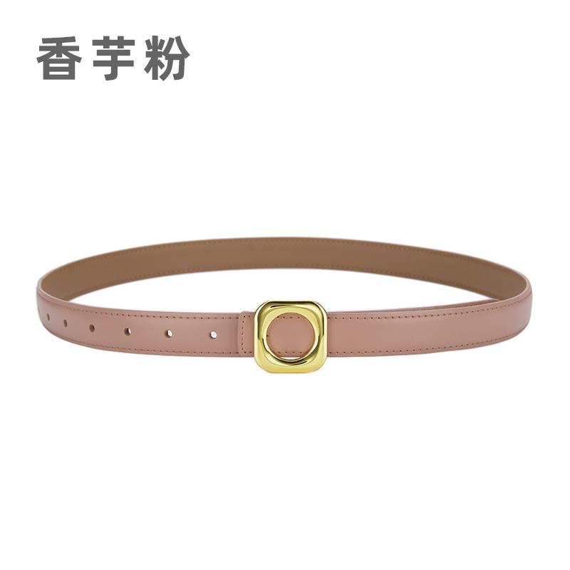 Four Seasons Available Belts Women'S Fashion Versatile Trendy Decoration Suit Leather Thin Belt Square Buckle Leather Ins Style Jeans Belt