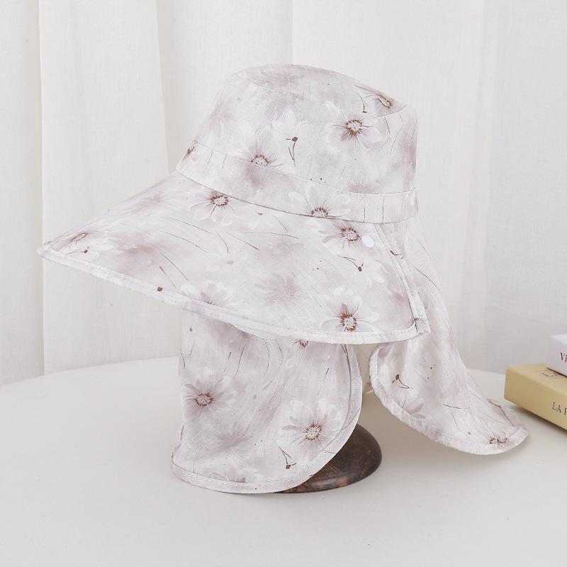 Hat Women's Summer Sunscreen Big Eaves Sun Hat Shawl Mask Integrated Neck Protection Tea Hat Outdoor Sun Hat Face Cover