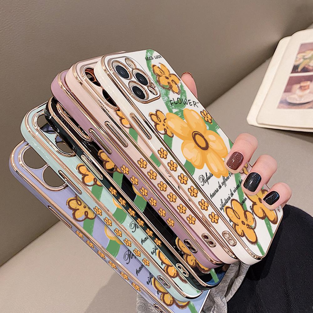 Husă pentru telefon mobilă cu flori portocalii pentru iPhone 11 13 15 Samsung Galaxy A52 Xiaomi Redmi 12C Note 10 Pro Oneplus Huse moale pentru smartphone