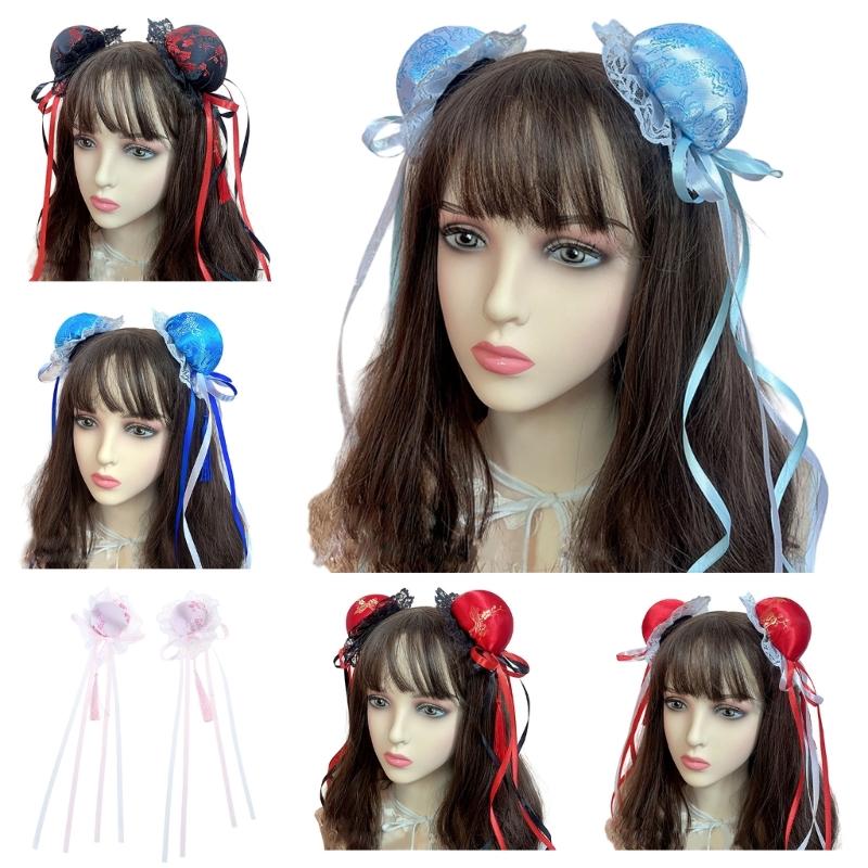 Hair Bun Cover Chinese Style Bowknot Hair Clip Cosplay Barrettes Party Headpieces Masquerades Girl Animes Hair Ornaments