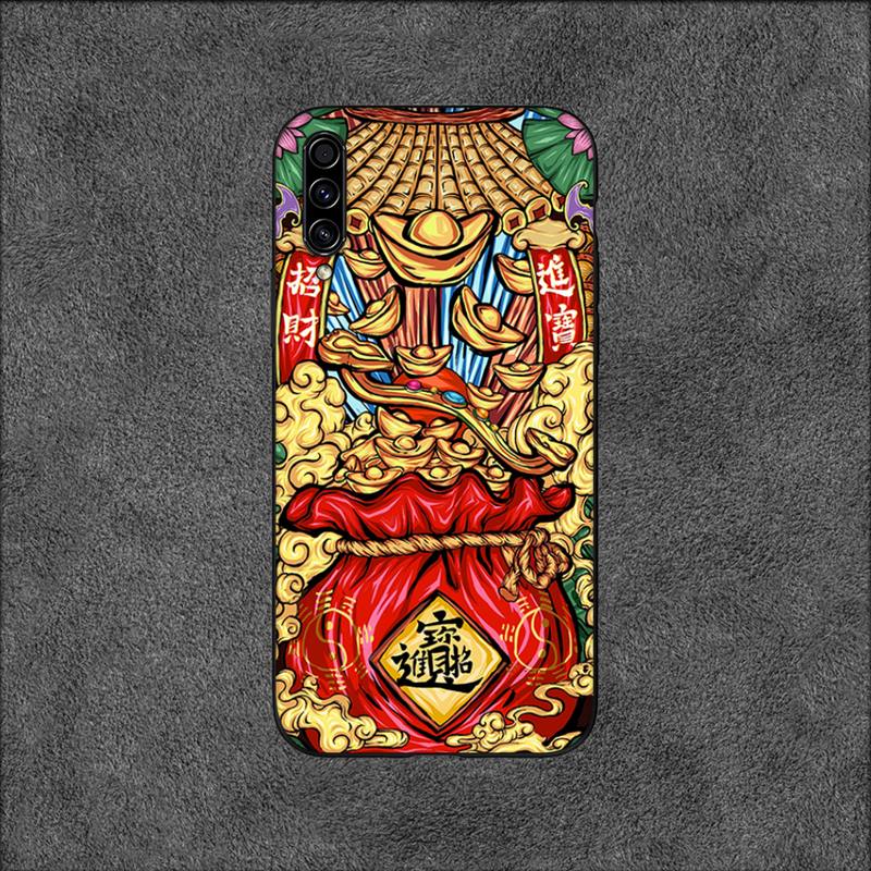 Elements of Chinese Style Lucky Money Cat Phone Case For Samsung Galaxy A02 A12 A13 A22 A32 A41 A51 A53 A71 A73 Shell