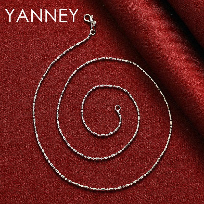 Original 925 Sterling Silver 16-30 Inches Bamboo Chain Necklace For Women Men Fashion Charm Jewelry Party Engagement Gift