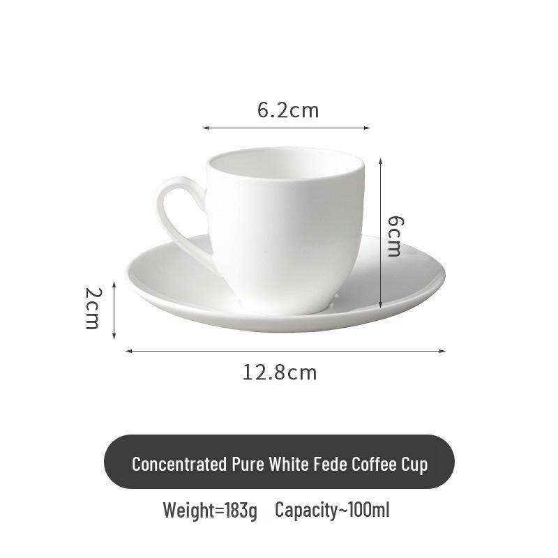 Pure White Bone China Espresso Cup & Saucer with Gold Rim, 80ml