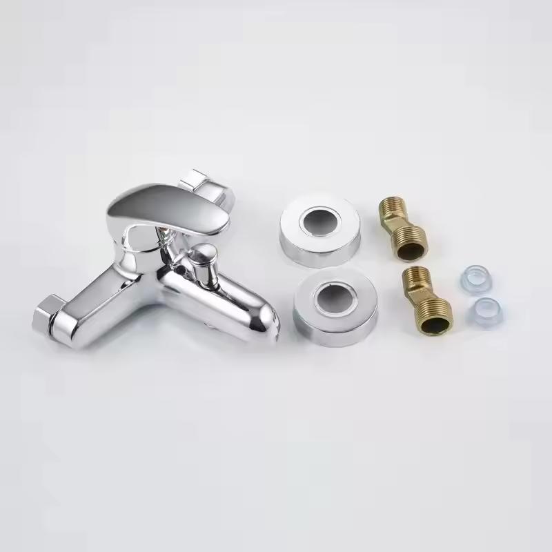 Brass Thermostatic Bath Shower Set Single Handle Wall Mounted Rain Shower Faucet Hot Cold Mixer Tap Chrome Polished (as the picture,Exposed Shower Faucets)